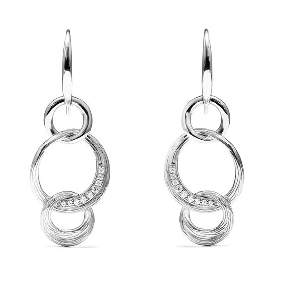 NWT Judith Ripka Triple Link Santorini Drop Earrings with genuine Diamonds - Picture 9 of 10